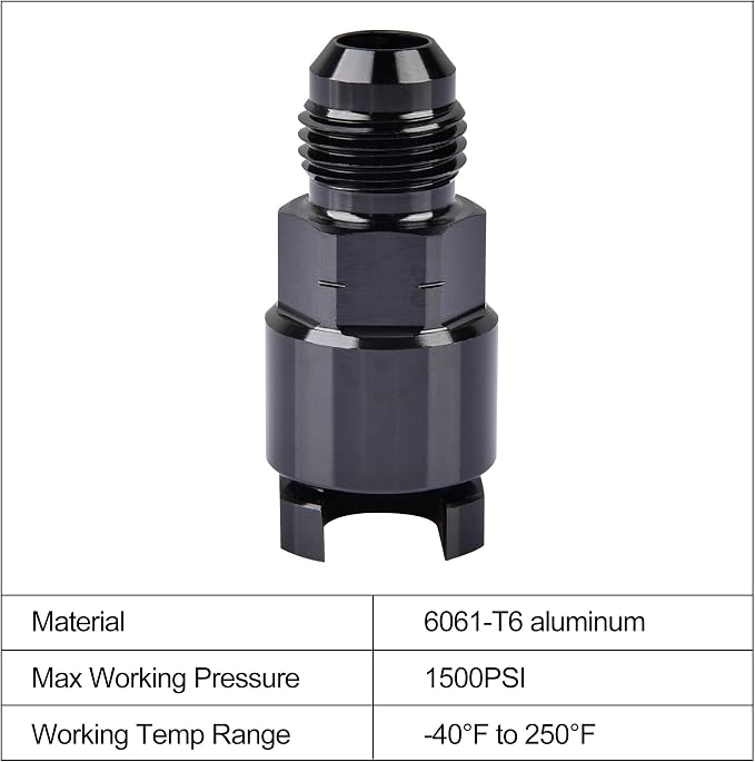 EVIL ENERGY 6AN Male to 5/16" Quick-Disconnect Female EFI Fuel Rail Fitting - Image 3