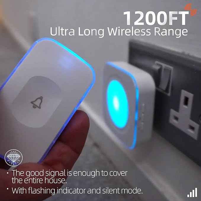 Wireless Doorbell 1200 feet Waterproof Door Bell