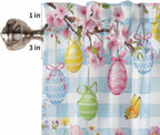 Happy Easter Tier Curtains 45 Inches Long, Spring Watercolor Bunny Eggs Flower - Image 6
