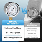 SENCTRL 0-100 Psi Pressure Gauge, 1/4 NPT Lower Mount, Waterproof, Stainless - Image 3