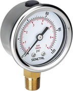 SENCTRL 100 Psi Lead-Free Pressure Gauge, 1/4 NPT Lower Mount, Waterproof by senctrl