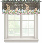 Easter Sheer Valances for Windows 42"x12", Light Filtering Kitchen Curtains by Unknown