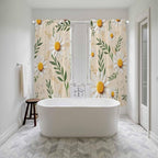 Spring Daisy Kitchen Curtains, Country Watercolor Flower Leaf Plant Light - Image 5