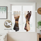 Farm Horses Kitchen Curtains 45 Inch Length, Short Cafe Window Curtains Tab Top - Image 5