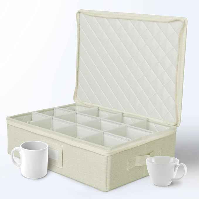 storageLAB Cup and Mug Storage Containers, Hard Shell Storage Case