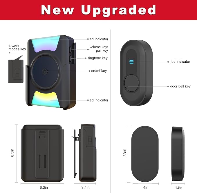 CallToU Hearing Impaired Doorbell 1000FT Wireless Battery Operated Door Bell - Image 9