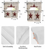Village Stars Swag Kitchen Curtains Valance and Tier Set, Vintage Dark Red Star - Image 6