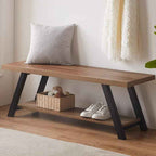 LVB Industrial Entryway Bench, Wood and Metal Storage Bench