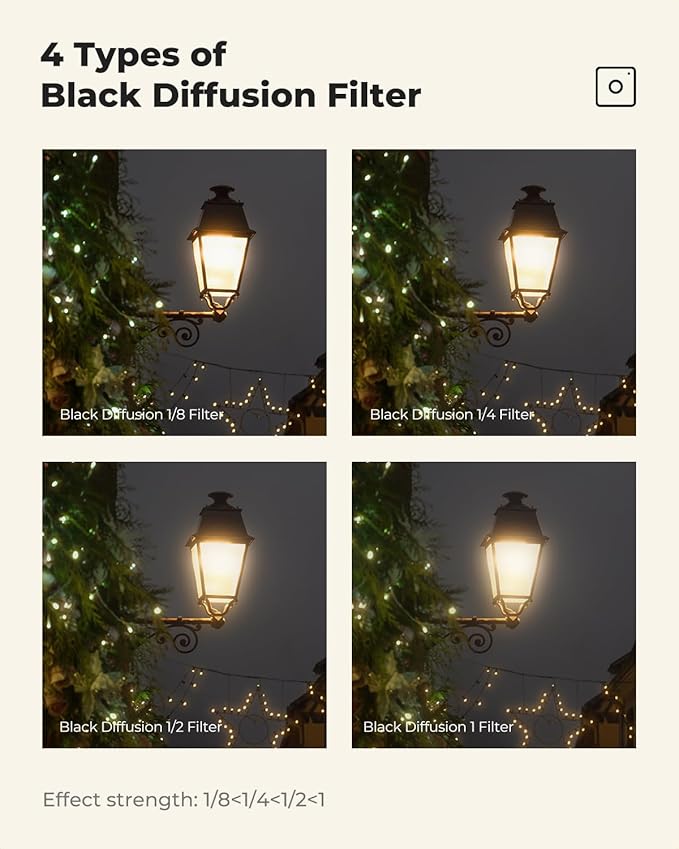 K&F CONCEPT 62mm Black Diffusion 1/2 Filter Mist Cinematic Effect Filter - Image 6