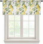 Spring Summer Lemon Sheer Valance Curtains, Leaf Flower White Wood Grain Light by Houseown