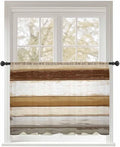 Sheer Curtains 54 Inch Length, Vintage Country Geometric Striped Privacy Voile by Unknown