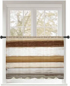 Sheer Curtains 54 Inch Length, Vintage Country Geometric Striped Privacy Voile by Unknown