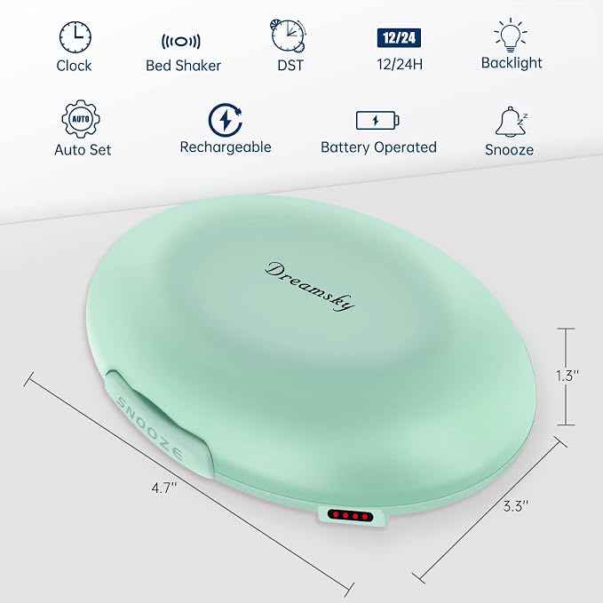 DreamSky Vibrating Alarm Clock for Heavy Sleepers