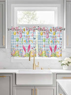 Happy Easter Half Window Curtain 36 Inches Long, Spring Watercolor Bunny Eggs - Image 3