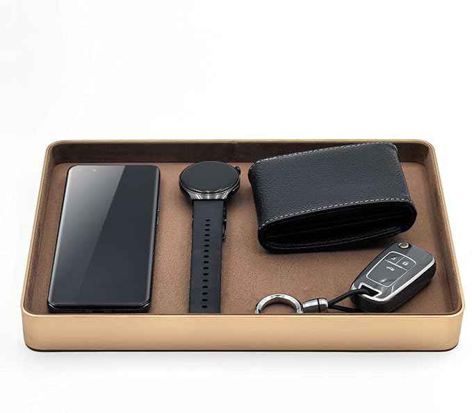 Metal Jewelry Tray, Valet Tray, Bedside Table and Desktop Organizer. It is