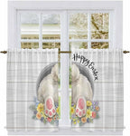 Easter Bunny Kitchen Curtains 54 Inch Long 2 Panel Set, Rod Pocket Window - Image 2