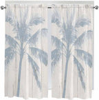 Summer Coconut Tree on Vintage Wood Grain Window Valance Curtains, Seaside - Image 9