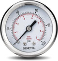 SENCTRL 0-100 Psi Pressure Gauge, 1/4 NPT Back Mount, Waterproof, Stainless by senctrl