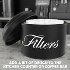 Black Basket Coffee Filter Holder With Lid - Round Container for