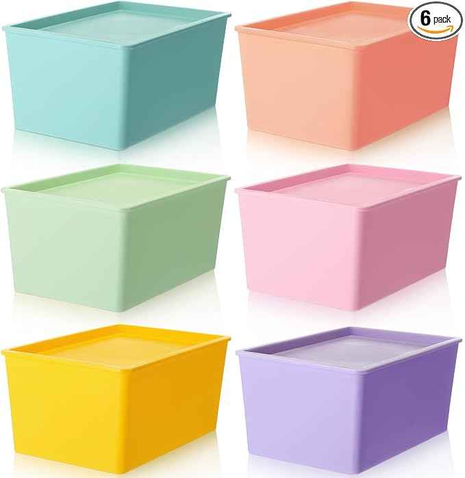 Menkxi 6 Pcs Large Plastic Storage Bins