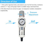 XingNEeng 1/2" NPT Compressed Air Filter Regulator Combo Piggyback, Water/Oil - Image 4