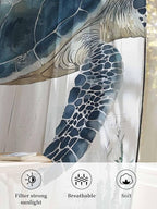 Sheer Curtains 84 Inches Long, Sea Turtle Teal Blue Semi Sheer Curtains Light - Image 6