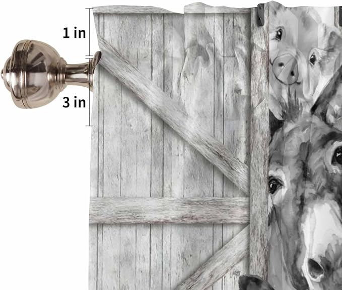 Grey Farmhouse Half Window Curtains 24 Inches Long, Vintage Sunflowers Animals - Image 6