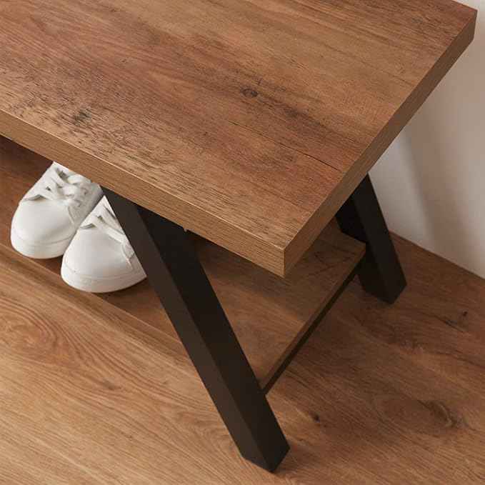 LVB Industrial Entryway Bench, Wood and Metal Storage Bench