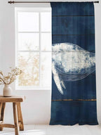 Sheer Curtains 84 Inches Long, Summer Whale Semi Sheer Curtains Light Filtering - Image 3