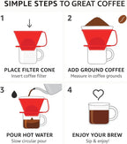 Fino Pour-Over Coffee Brewing Filter Cone, Number 4-Size, Brews 8 to 12-Cups - Image 4
