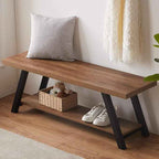 LVB Industrial Entryway Bench, Wood and Metal Storage Bench