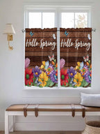 Spring Flowers Tier Curtains 45 Inches Long, Watercolor Farmhouse Colorful - Image 4