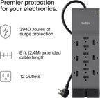 Belkin 12-Outlet Surge Protector Power Strip w/ 12 AC Outlets & 8ft Flat Plug - Image 2