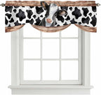 Cow Printed Tie Up Valance Curtains by Unknown