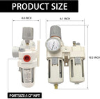 YSIL 1/2" NPT Compressed Air Filter Regulator Lubricator Two Units Combo Air - Image 4