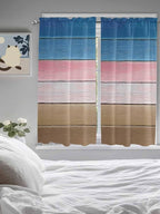 Blue Pink Brown Gradient Wood Grain Window Valance Curtains, Vintage Wood Board - Image 5