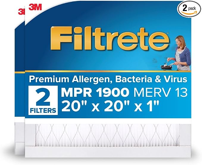 Filtrete 20x20x1 AC Furnace Air Filter, MERV 13, MPR 1900, Premium Allergen by Filtrete