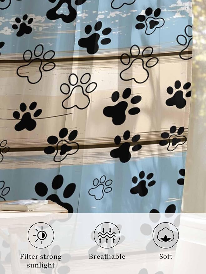 Sheer Curtains 108 Inches Long, Vintage Farmhouse Rustic Wooden Grain Privacy - Image 6