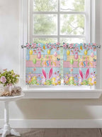 Colorful Easter Half Window Curtain 36 Inches Long, Spring Watercolor Bunny Egg - Image 7