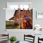 Farm Rooster Bedroom Curtains 63 Inch Length, Window Curtains Tab Top, - Image 4