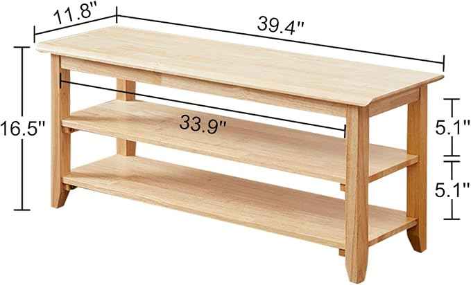 XKZG Storage Bench Wooden Shoe Rack Bench Simple Style Wood Entryway Bench