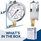 SENCTRL 0-1000 Psi Glycerin Liquid Filled Pressure Gauge, 2.5" Dial Size - Image 6