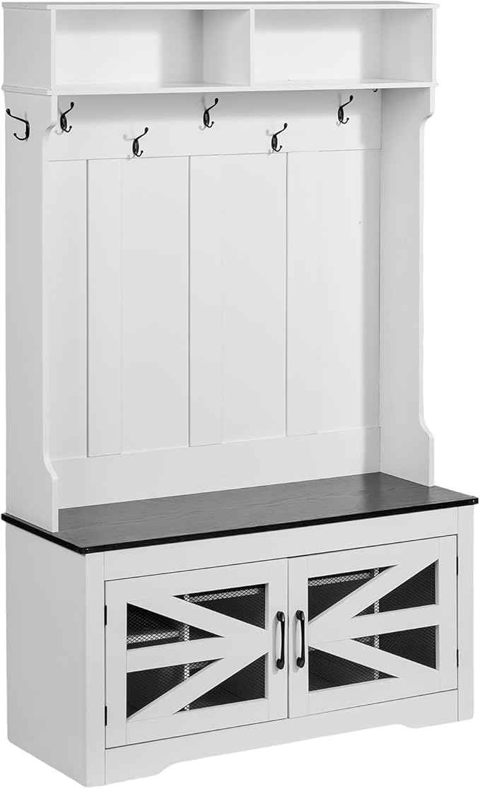 VEVOR Hall Tree Entryway Bench, LED Coat Rack