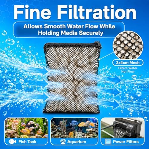 MAQIHAN 10 Pack Aquarium Filter Media Bags - Reusable Mesh Bags with Zipper - Field & Pure