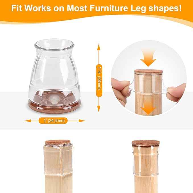 CHUNZEXI 16 Pack Extra Small Chair Leg Floor Protectors