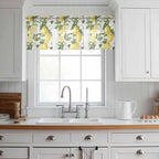 Spring Summer Lemon Sheer Valance Curtains, Leaf Flower White Wood Grain Light - Image 2
