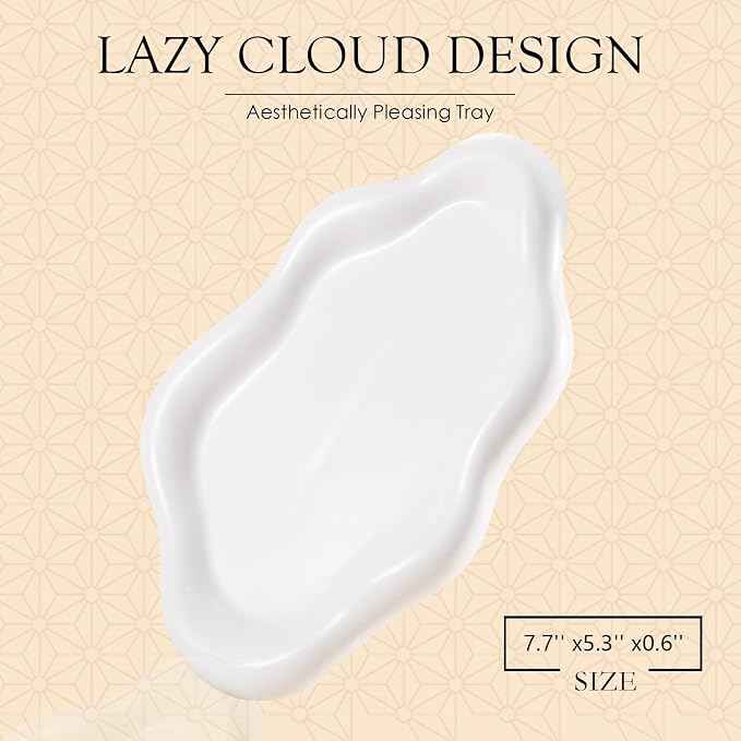 Ceramic Jewelry Tray Trinket Dish, Decorative Cloud Vanity Key Tray