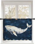 Sheer Curtains 45 Inch Length, Ocean Whale Blue Semi Sheer Curtains Light by Unknown