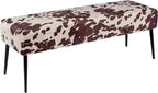 DUHOME Velvet Bench Ottoman, Upholstered Bedroom Benches Cow Print End of Bed