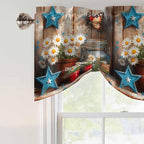Country Flower Tie Up Valance for Window, Western Texas Star Butterfly Barn - Image 9